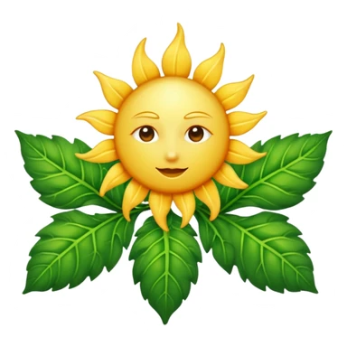 sun symbol above a leaf sticker