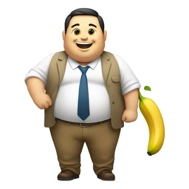 Fat guy holding banana sticker