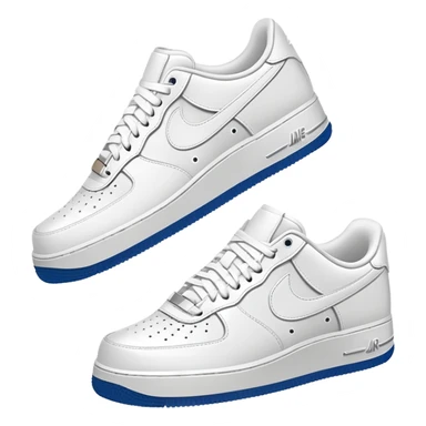 Pair of white Nike Air Force 1 sneakers, one showing the side profile and one showing the front sticker
