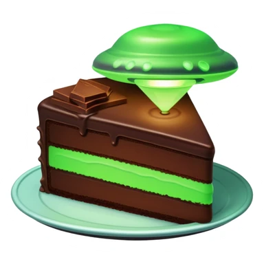 piece of cake in a green light being stolen by flying above it ufo  sticker