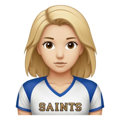 a dirty blonde haired girl with a shirt that says saints volleyball sticker