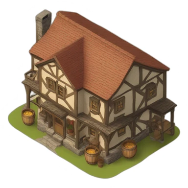 isometric tavern building sticker