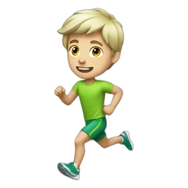 Green-highlighter white brown-haired boy running sticker