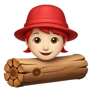 reate a small, clean and expressive emoji in the style of Discord emojis, featuring the Catalan ‘Cagatió’ (Tió de Nadal). The emoji should show a cute wooden log with a friendly smiling face, wearing the traditional red ‘barretina’ hat, with small simple legs sticker