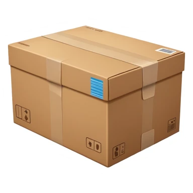 simple package or parcel, closed cardboard box, representing a normal package sticker