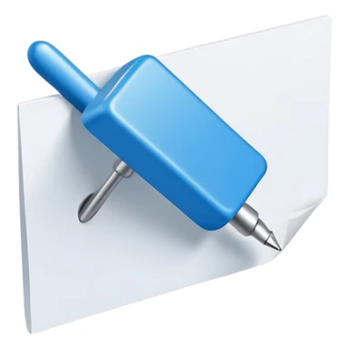 A blue pushpin attaching a note or piece of paper. Minimalist, modern style with clean lines sticker