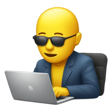 yellow face with a laptop sticker