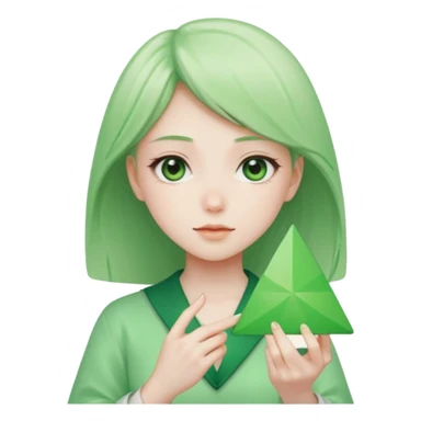 anime girl holding green triangle sticker
