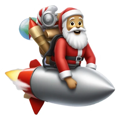 santa claus ridding a rocket sticker
