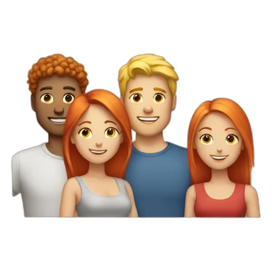Couple with a red haired guy and a blonde girl sticker