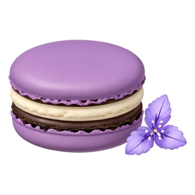 Realistic pastel purple macaroon with purple fillings  and some lavender flowers on the side sticker