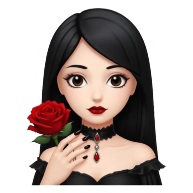 Gothic black nails holding rose  sticker