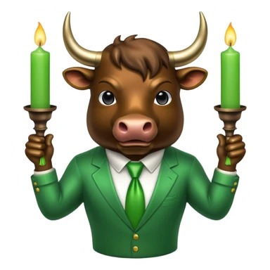 Wallstreet bull with green candles up it  sticker