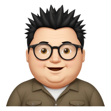 fat spiky haired happy man sticker