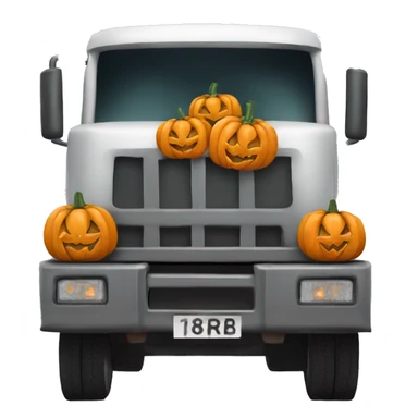 unladen lorry side view with Halloween spooky pumpkin as cargo sticker