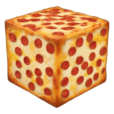 A rubiks-cube made of pizza  sticker