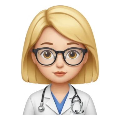 chick animal with glasses, wearing doctor uniform sticker