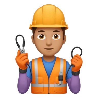 Electrician + cable coil + orange vest, Repair Crew. sticker