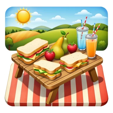 picnic table with food items on it sticker