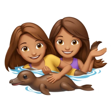 long brownhaired woman playing with platypus sticker