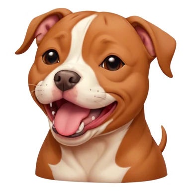 Cinematic Cute Yawning Red/Fawn Staffordshire Bull Terrier Portrait Emoji, Head tilted slightly with a dramatic, wide-open yawn, showcasing a smooth red/fawn Fur with crisp white accents, floppy ears slightly drooping, round dark eyes barely open in drowsy contentment, Simplified yet irresistibly adorable features, highly detailed, glowing with a soft, cozy glow, high shine, relaxed yet expressive, stylized with a touch of whimsy, bright and endearing, soft glowing outline, capturing the essence of a sleepy yet affectionate guardian, so drowsy it feels like it could stretch right out of the screen and curl up for a nap! sticker