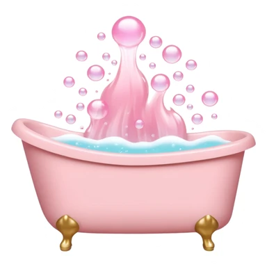 A light pink bathtub filled with light pink bubbles. Light pink bubbles rise upward above it. sticker