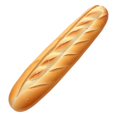 Cinematic Realistic Baguette Bread Emoji, showcasing a long, crusty baguette with a crisp exterior and soft interior rendered with lifelike textures and warm, rustic lighting. sticker