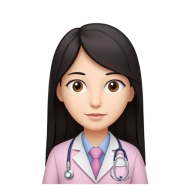 gastroenterologist with dark long straight hair and brown eyes, light pink theme, variation 4 sticker