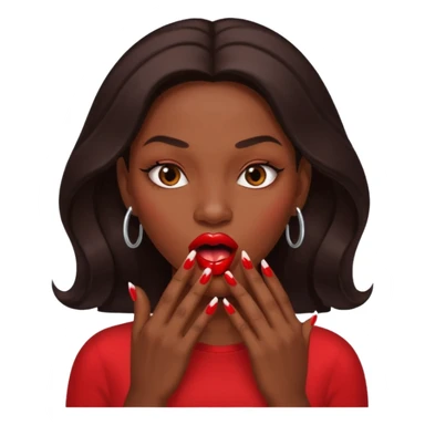 Big lips long nails bestie circle head biting her 1 nail sticker