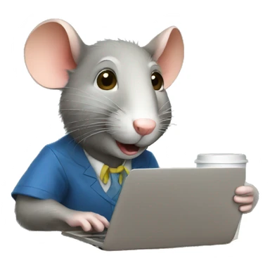 teacher rat drinking coffee and working on a laptop sticker