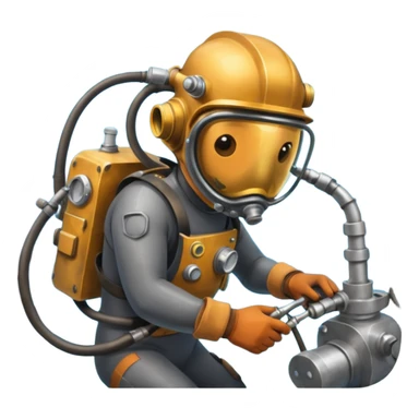 Buceador comercial trabajando, soldando una estructura metalica bajo agua soldandooooo sticker