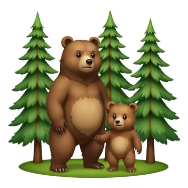 a bear and its cub standing sticker