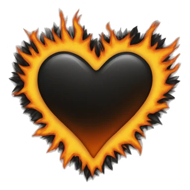 heart half orange half black fire sticker