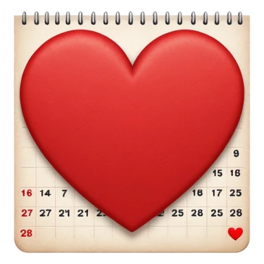 calendar page with a heart symbol sticker