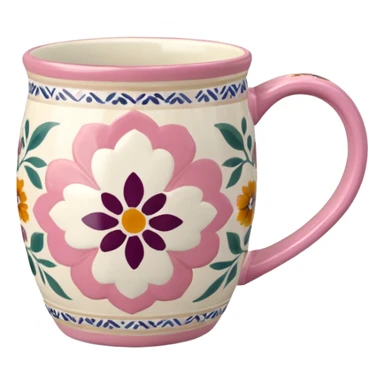 Pink white & beige Talavera mug sticker