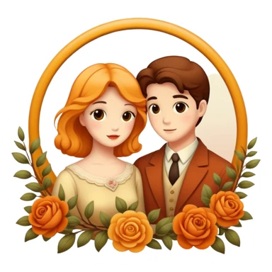 Warm-colored romantic vintage aesthetic  sticker