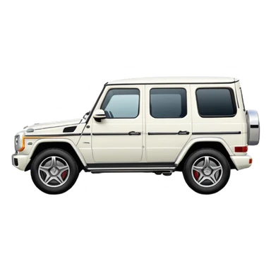 Mercedes G-Class SUV side view white color, in the style of Apple emoji sport utility vehicle, rounded, cartoonish, glossy, simple details sticker