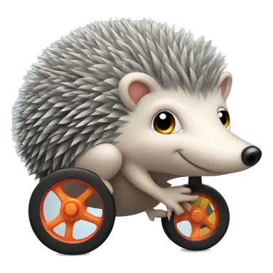 grey hedgehog on wheels for baby sticker