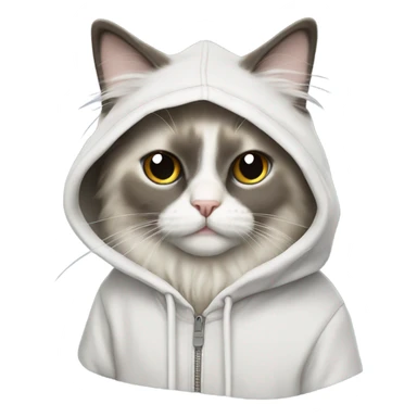 Ragdoll cat wearing a hoodie sticker