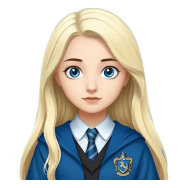 a pretty ravenclaw girl with long dark brown hair and blue eyes standing with a hot Slytherin girl with long blonde hair, blue eyes sticker