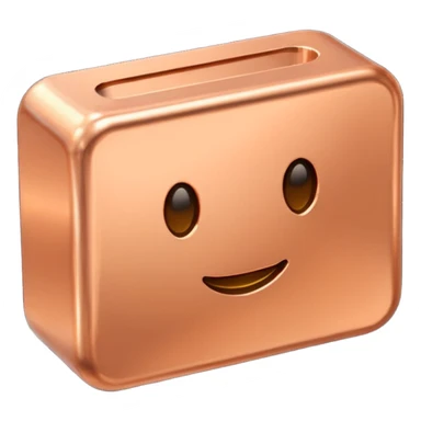 Create an Android-style cartoon emoji of a copper ingot. Make it simple, flat, and stylized with solid copper colors, no shine, no reflections, no gradients, and no faces or expressions. Keep the shapes clean, rounded, and consistent with modern Android emoji aesthetics.


 sticker