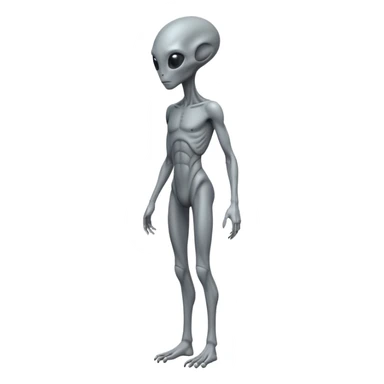 fullbody humanoid gray alien direct sideview sticker