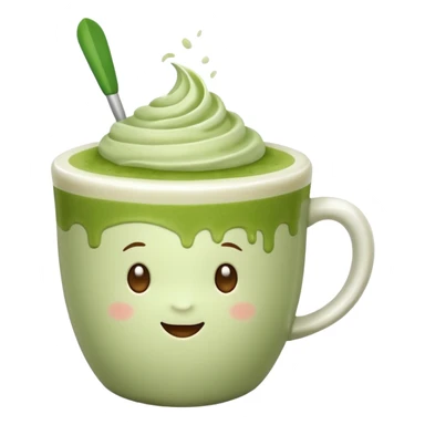 matcha latte in a cup without a spoon sticker