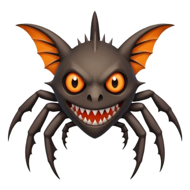 A bat with acid all in his body and his eyes  replaced with shark teeth and his hand in his back ( four hand) and his spines will be very spiky  and his leg will like a spider and last his eyes or 4 eyes will be in his hands and the colour of the eyes will orange and black sticker