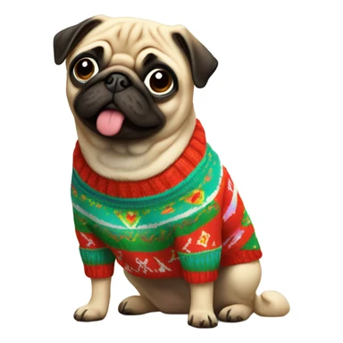 Pug dog with Mexican sweater sticker