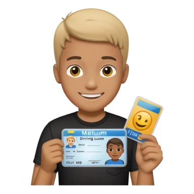 driving license of ipretty bratz emoji of a boy with a black tee sticker
