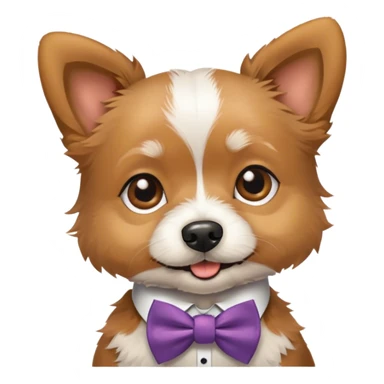 Mixed breed scruffy small dog with a bow tie sticker