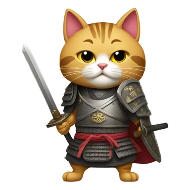 samurai cat with a shield and a sword sticker