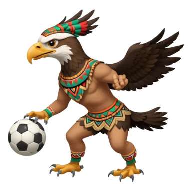 aguila mexicana con vestimenta azteca que juega futbol sticker