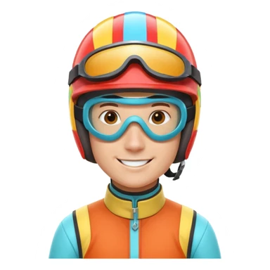 horse race jockey portrait, head and shoulders only, wearing colorful racing helmet and goggles, sporty uniform collar, confident smile, 3D cartoon, mobile game icon style, clean background, no text, no watermark
 sticker